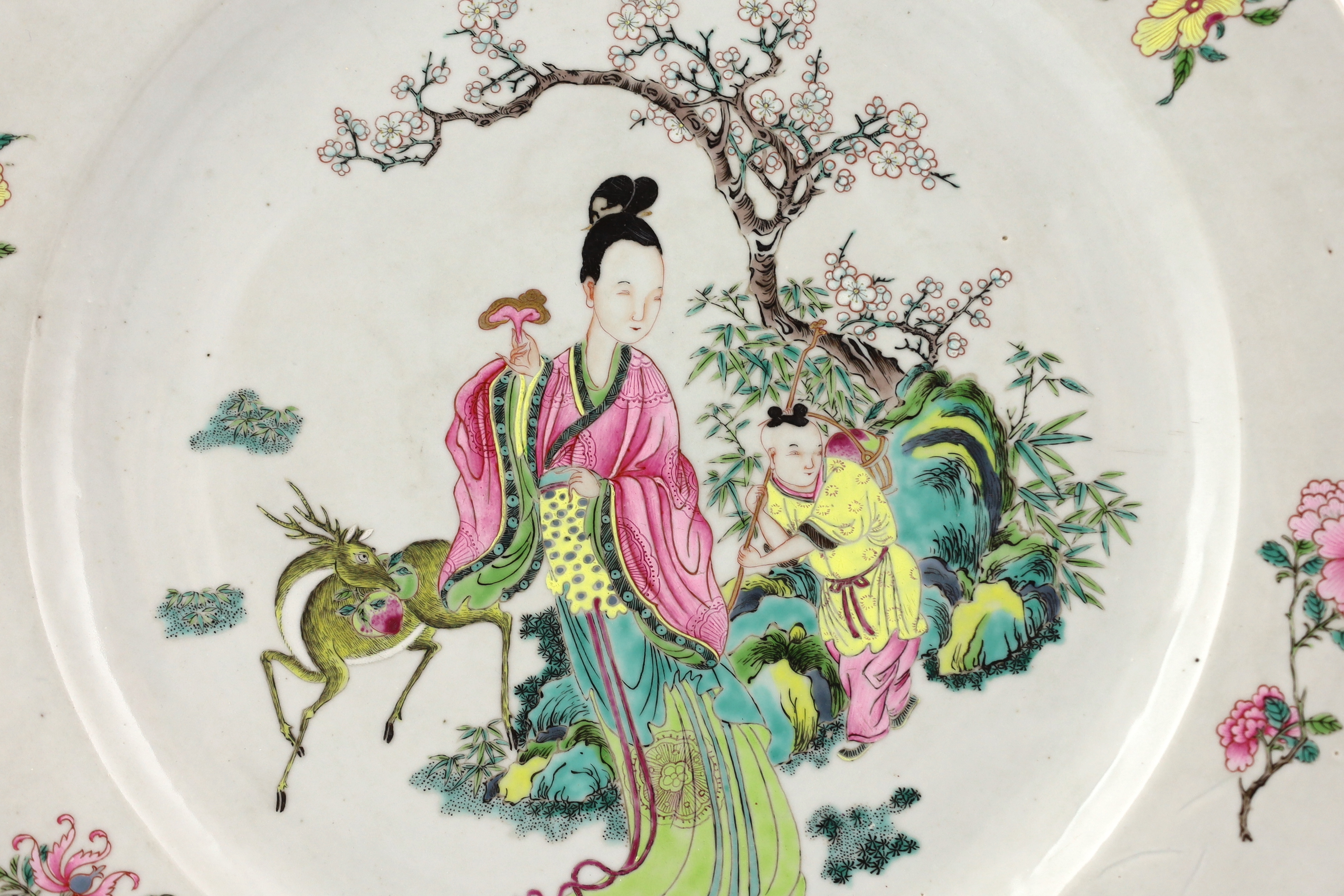 A large Chinese famille rose ‘Magu’ dish, Yongzheng period